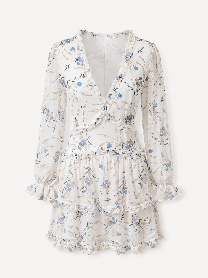 Bluebell Bloom Open Back Ruffle Mini Dress