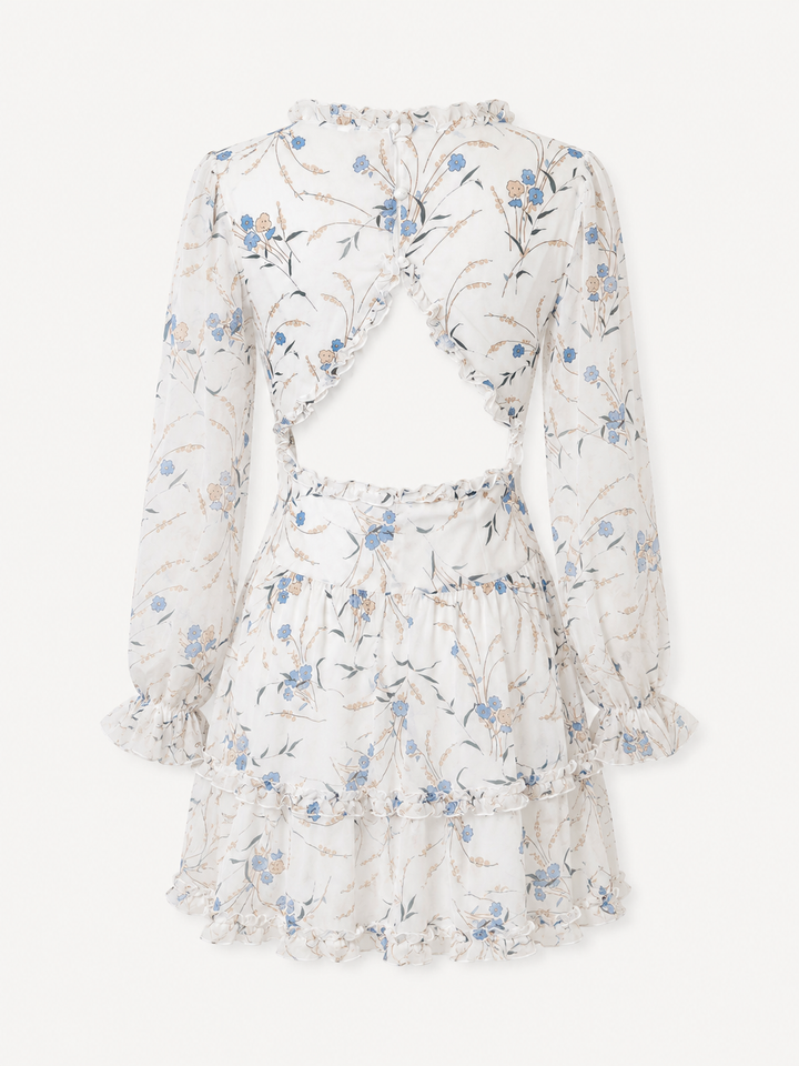 Bluebell Bloom Open Back Ruffle Mini Dress
