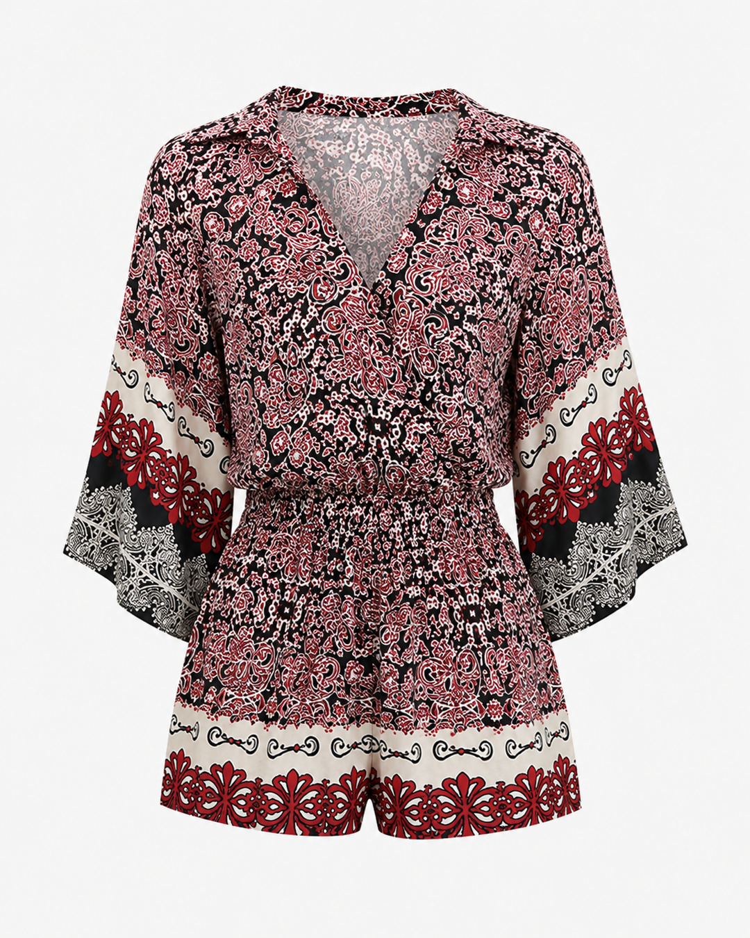 Boho Paisley Bell Sleeve Romper