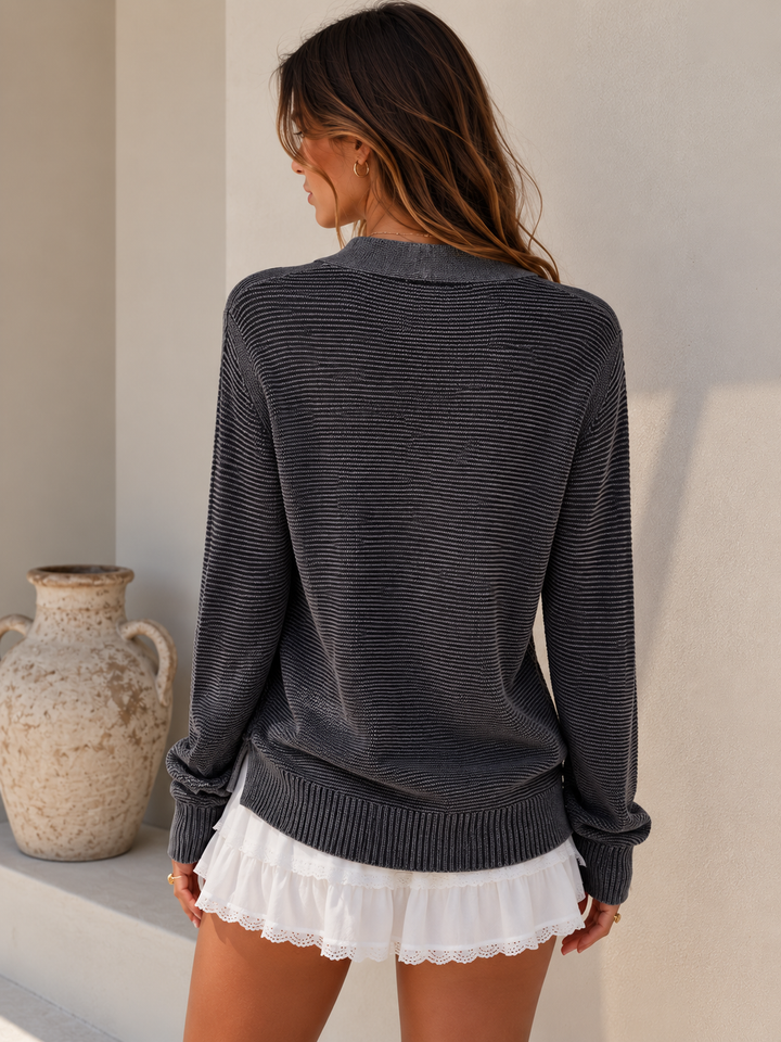Charcoal Coast Lace-Up Sweater