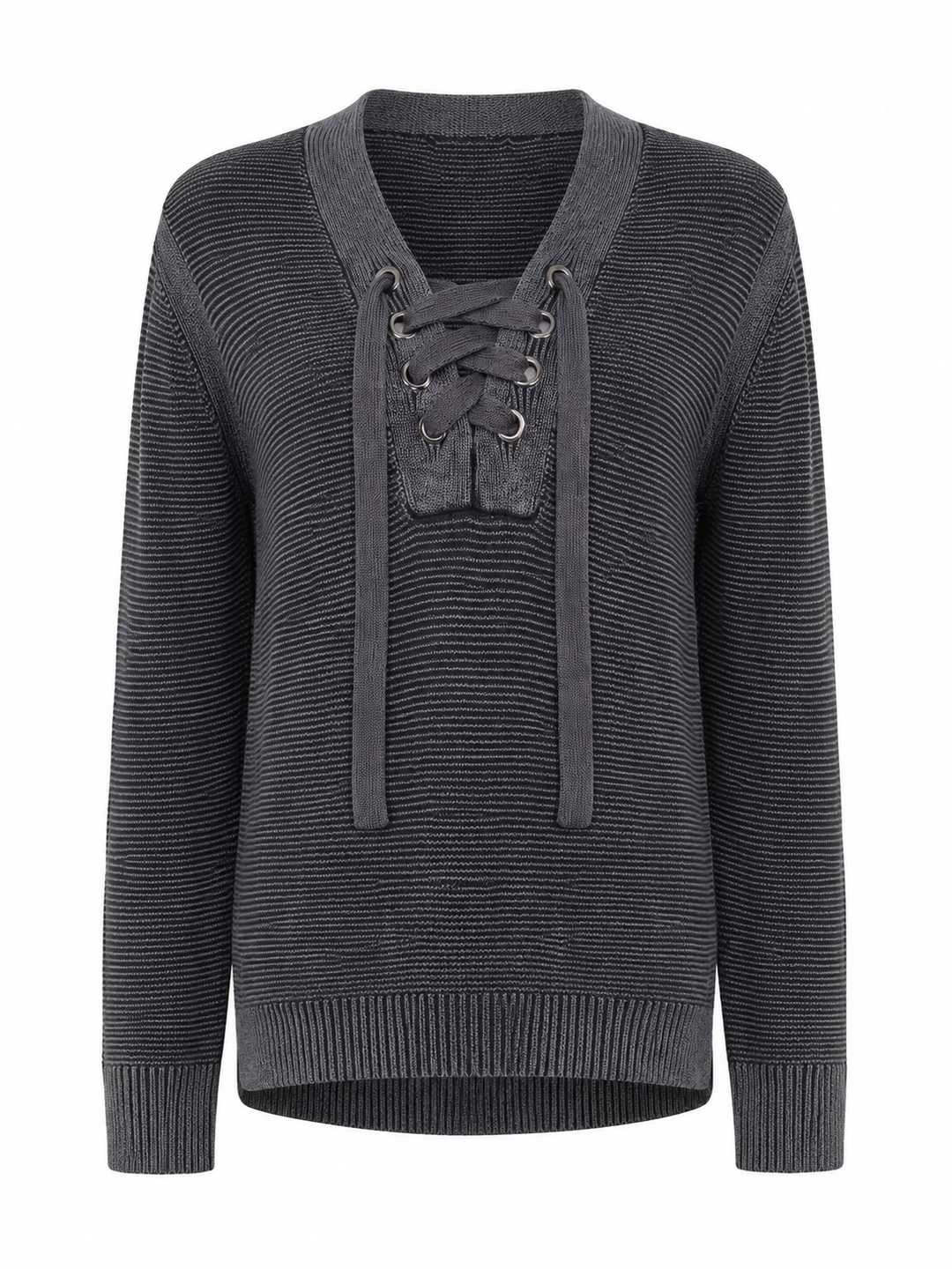 Charcoal Coast Lace-Up Sweater