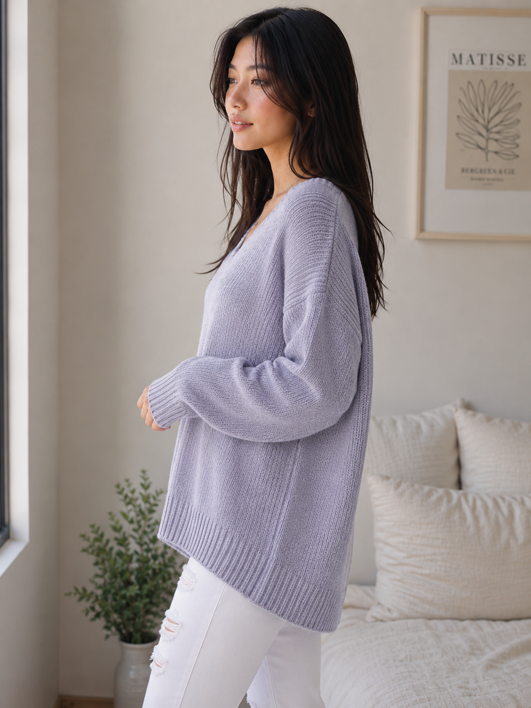 Chenille Pullover Sweater in Silver