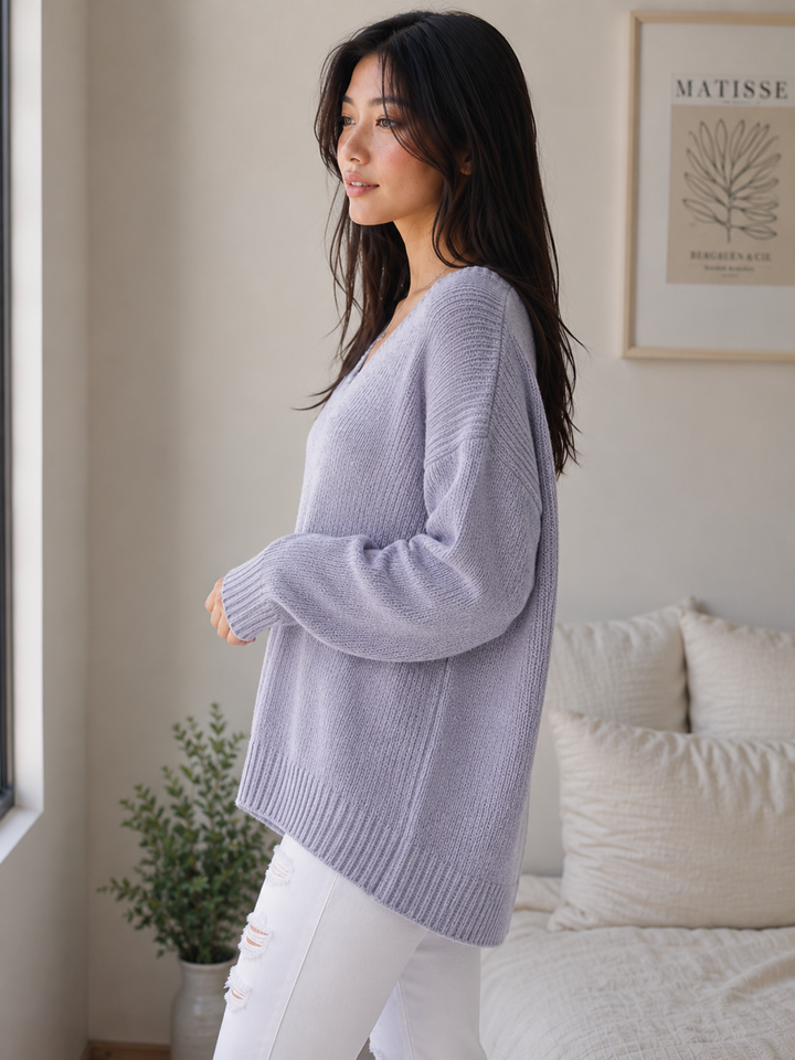 Chenille Pullover Sweater in Silver