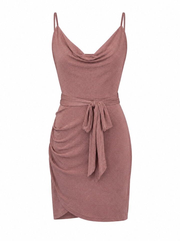 Cowl Neck Bodycon Mini Dress | Slinky Going-Out Dress in 4 Colors