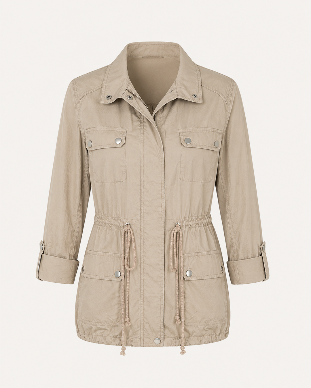 Desert Bloom Crochet Back Utility Jacket – Khaki