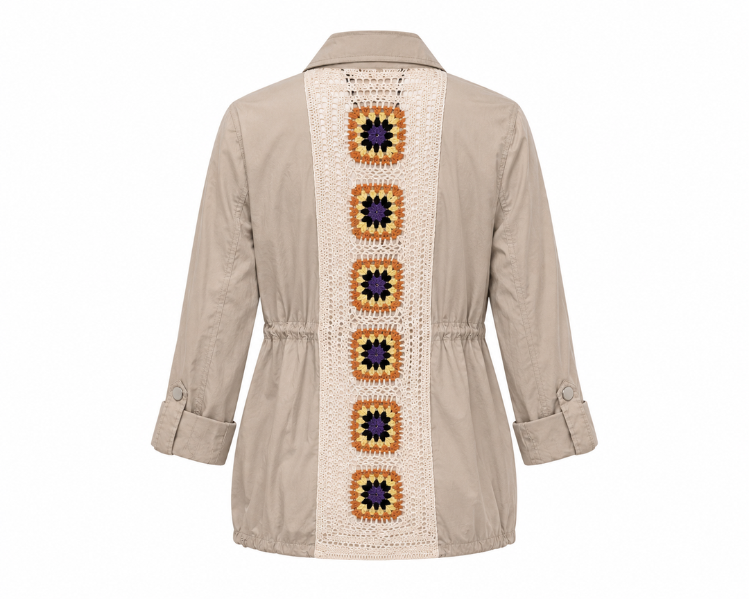 Desert Bloom Crochet Back Utility Jacket – Khaki