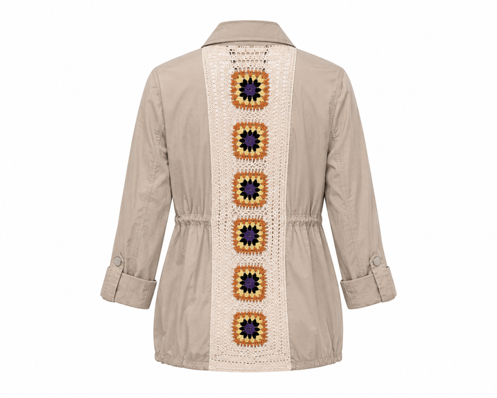 Desert Bloom Crochet Back Utility Jacket – Khaki