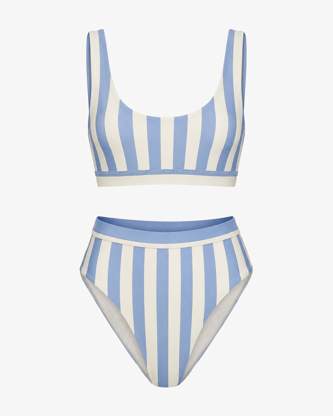 Dippin' Daisy's - Sporty Swim Top + High Waist High Cut Cheeky Bottom - Sky Stripes