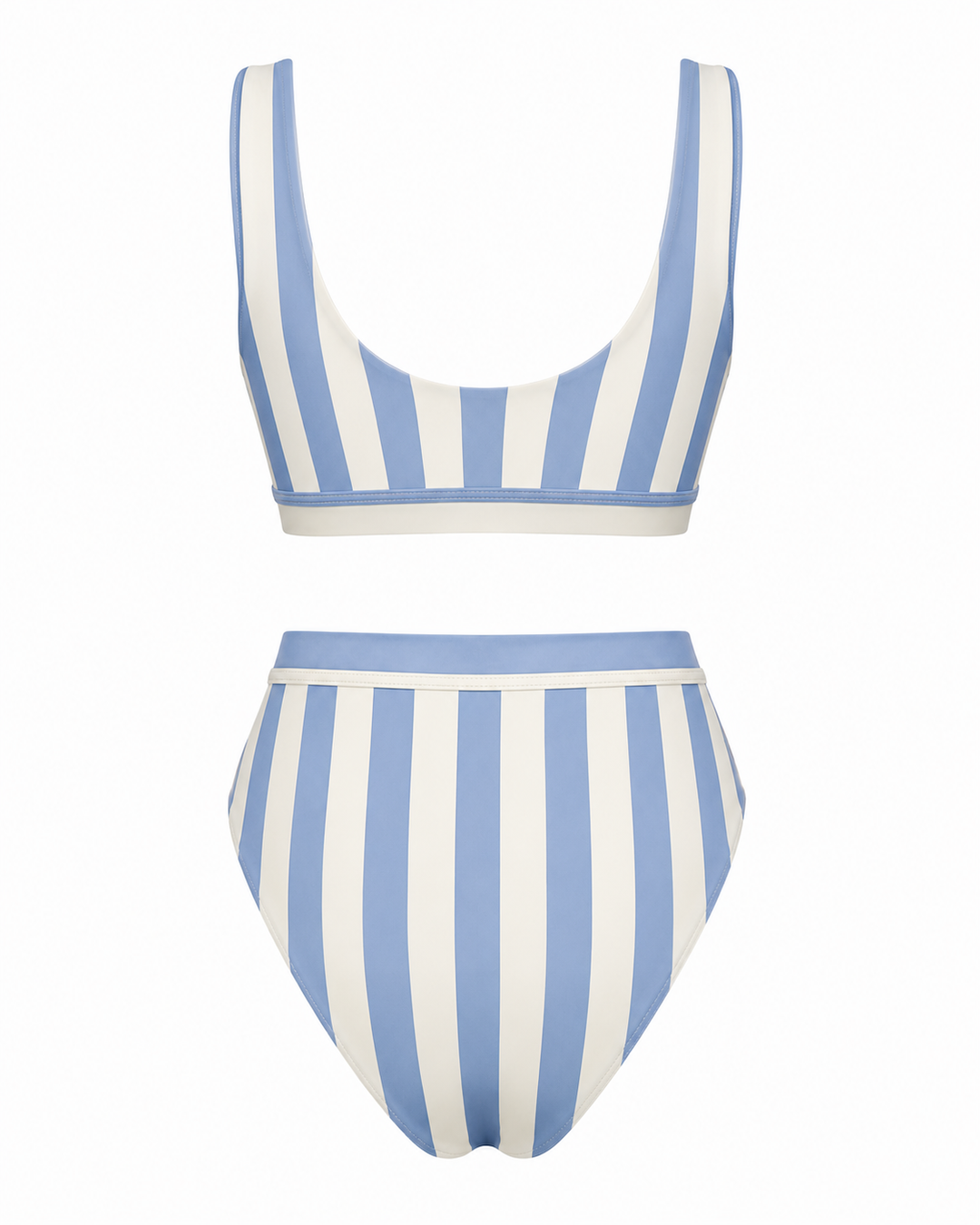 Dippin' Daisy's - Sporty Swim Top + High Waist High Cut Cheeky Bottom - Sky Stripes