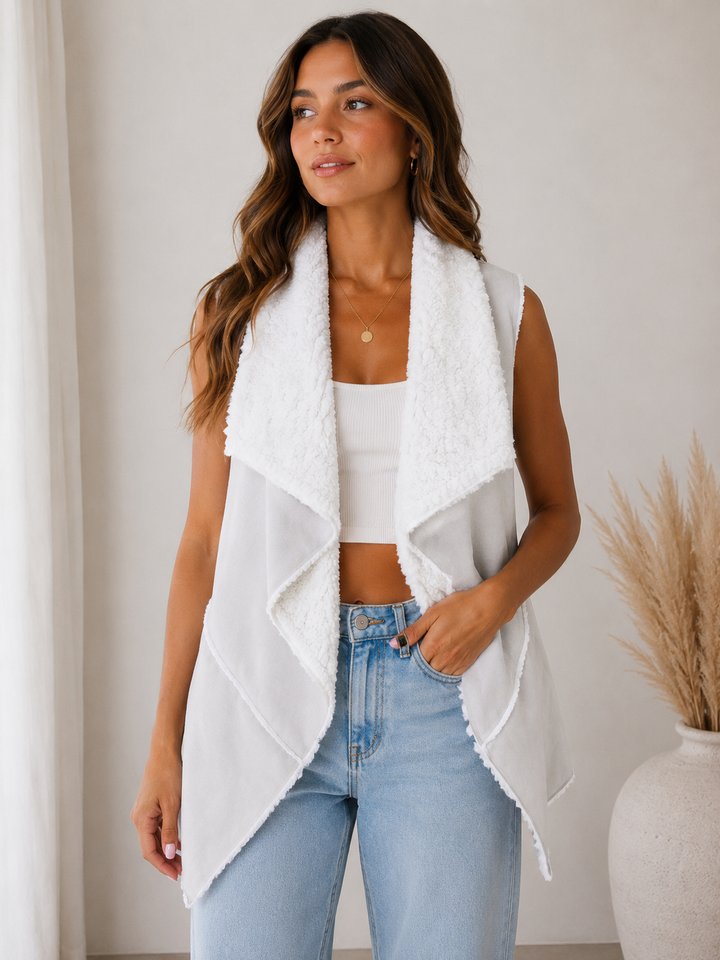 Draped Faux Sherpa Vest in More Colors