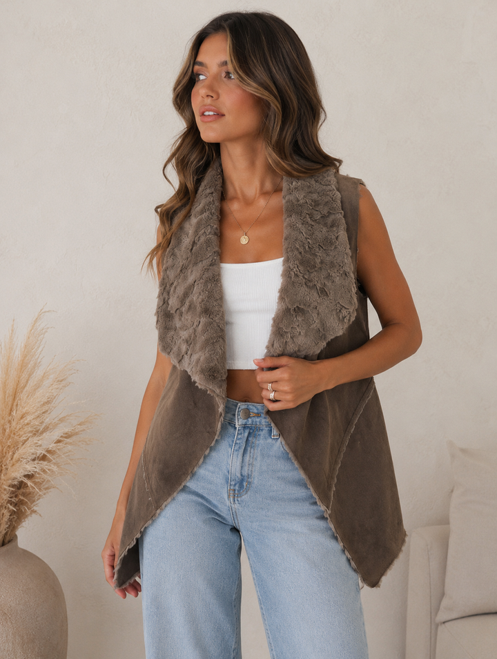 Draped Faux Sherpa Vest in More Colors