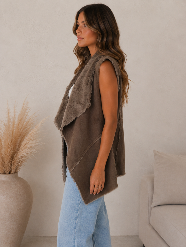 Draped Faux Sherpa Vest in More Colors