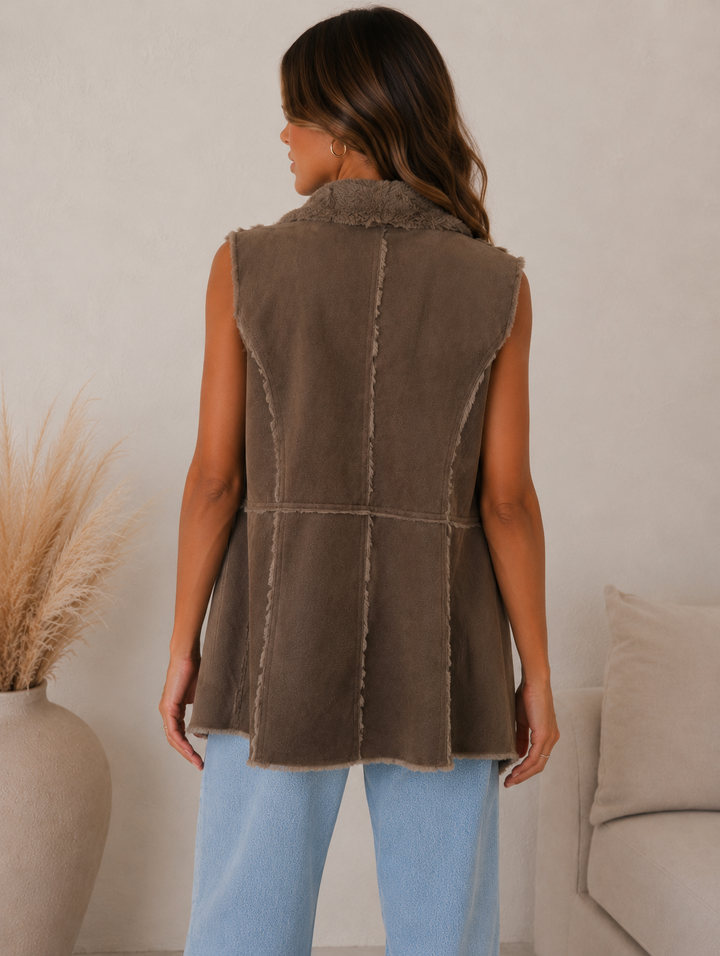 Draped Faux Sherpa Vest in More Colors