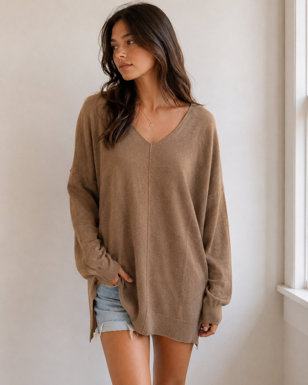 Dreamers - Front Seam V-Neck Sweater in More Colors
