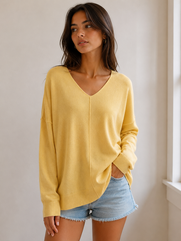 Dreamers - Front Seam V-Neck Sweater in More Colors