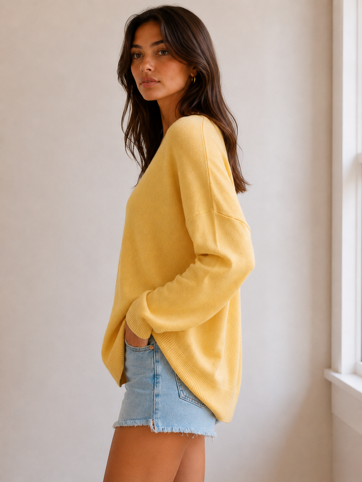 Dreamers - Front Seam V-Neck Sweater in More Colors