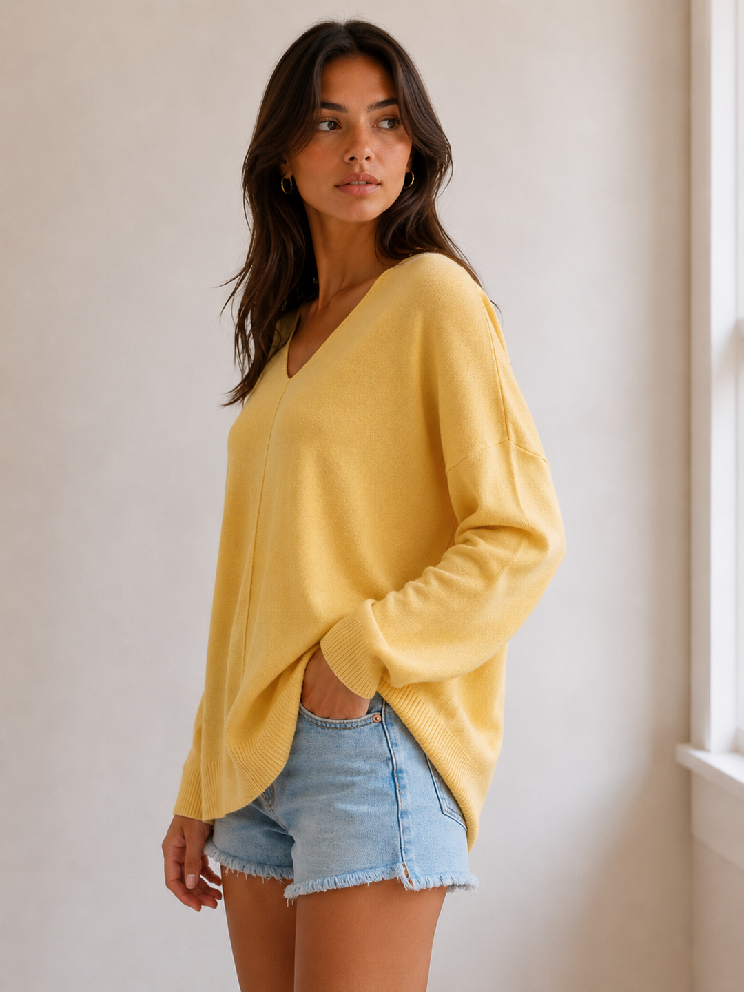 Dreamers - Front Seam V-Neck Sweater in More Colors