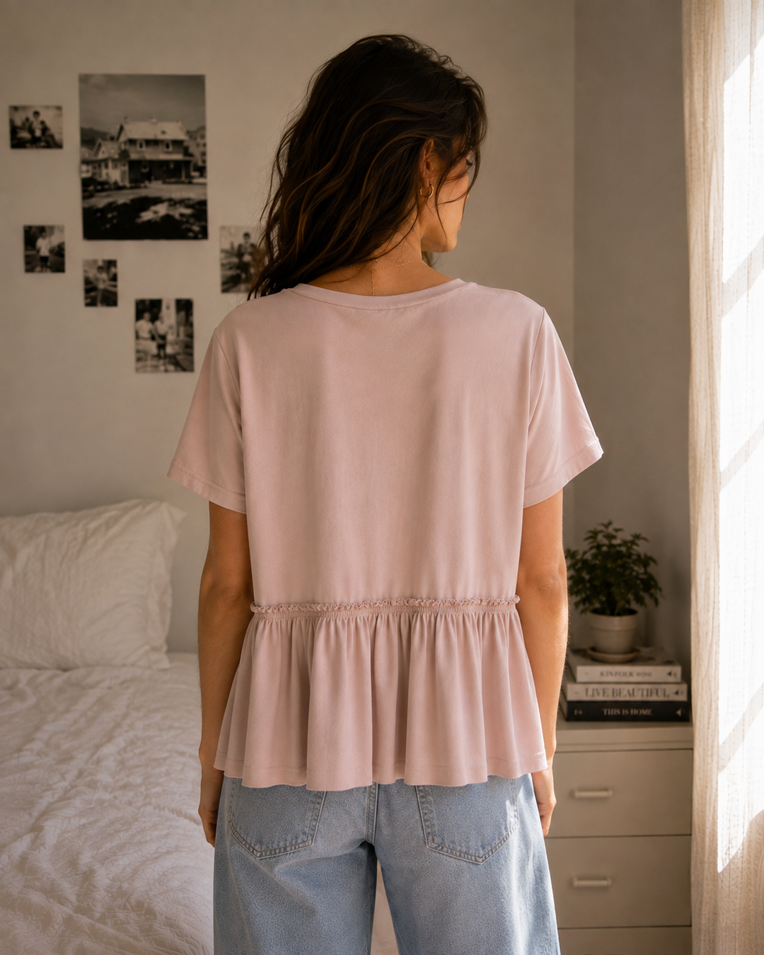 Dreamers Dainty Peplum Top – Blush Pink