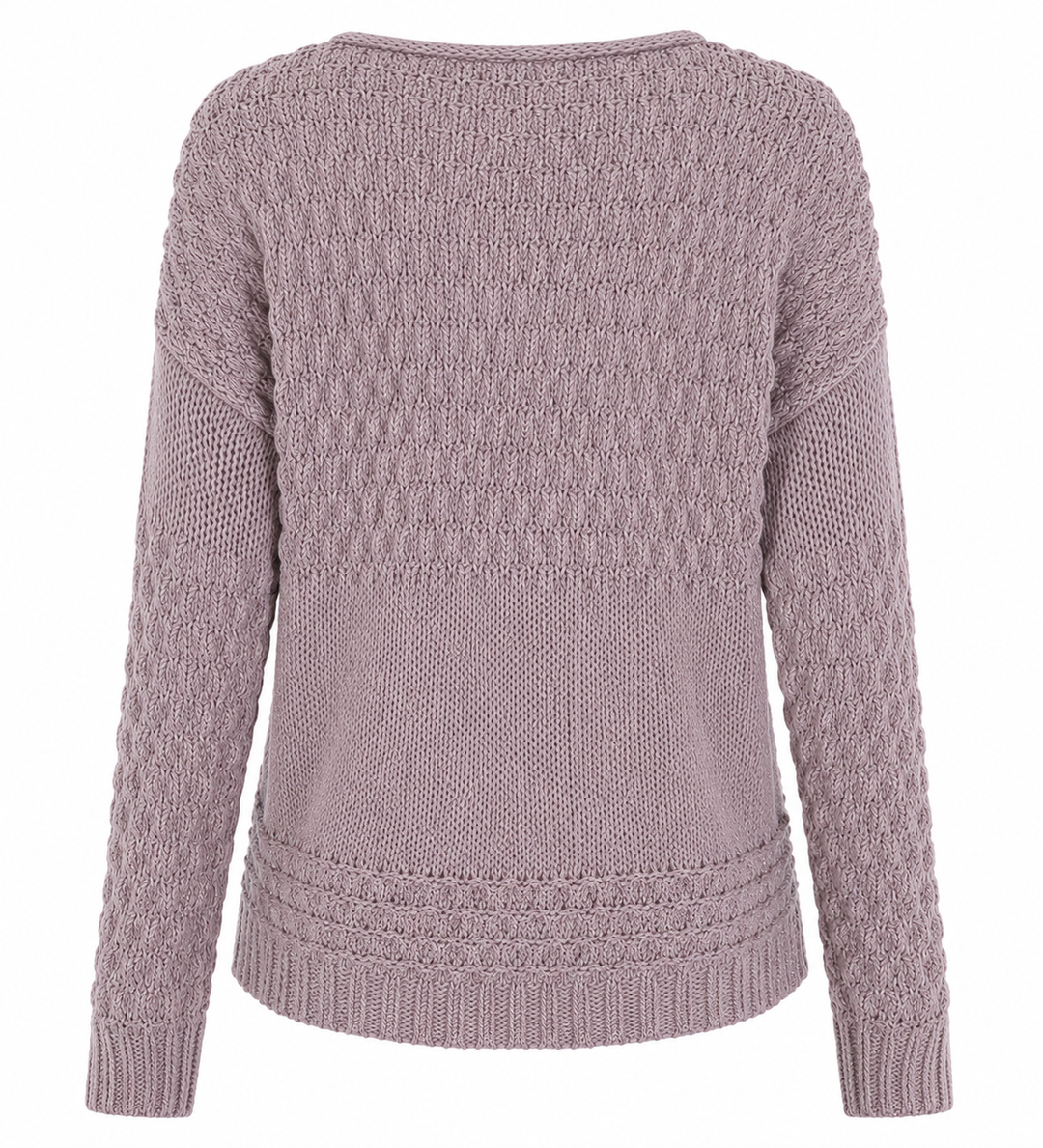 Free People - Crashing Waves Wool Blend Bishop Sleeve Chunky Knit Pullover Sweater - Mauve