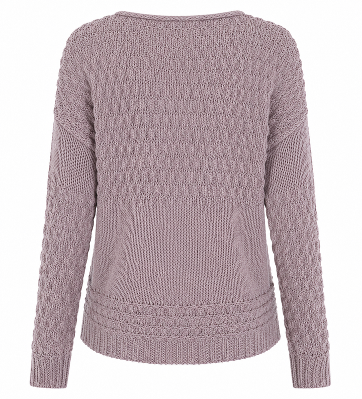 Free People - Crashing Waves Wool Blend Bishop Sleeve Chunky Knit Pullover Sweater - Mauve