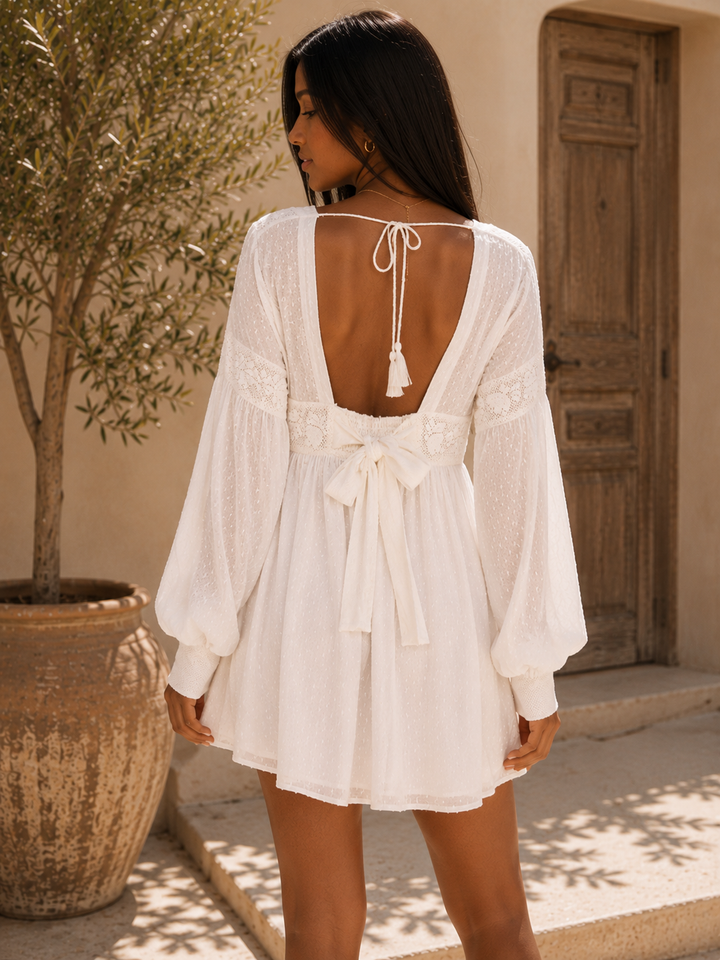 Free People - Sugarpie White Swiss Dot Lace Mini Dress