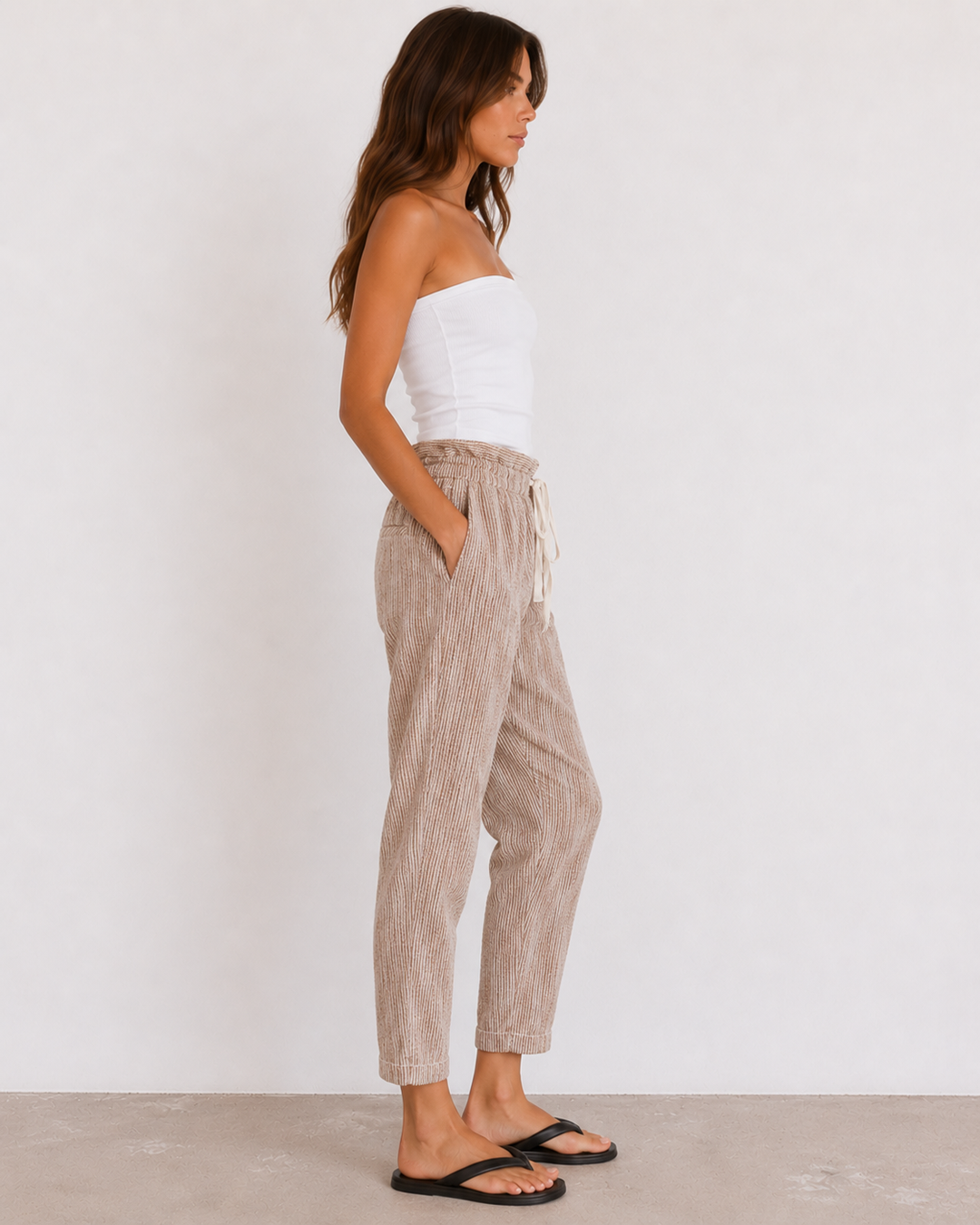 Free People Light At Sunrise Crop Pants in Beige