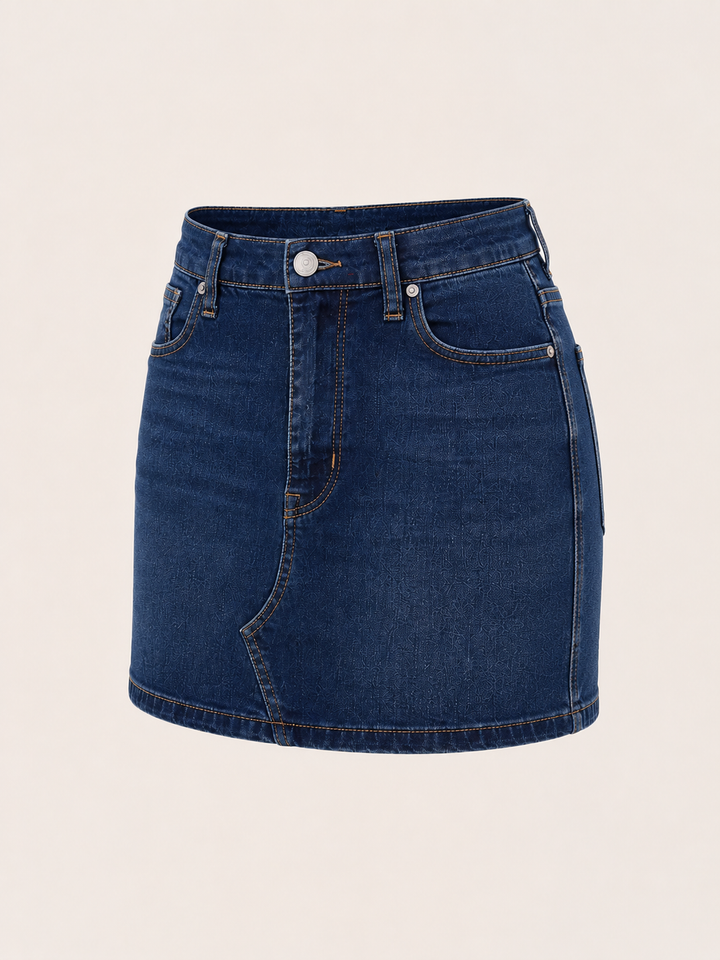 Free People We The Free Denim Stretch Skirt Teagan Mini in Blue Sparrow
