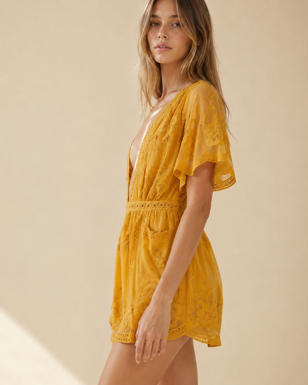 Honey Punch - As You Wish Embroidered Lace Romper (Women) - More Colors