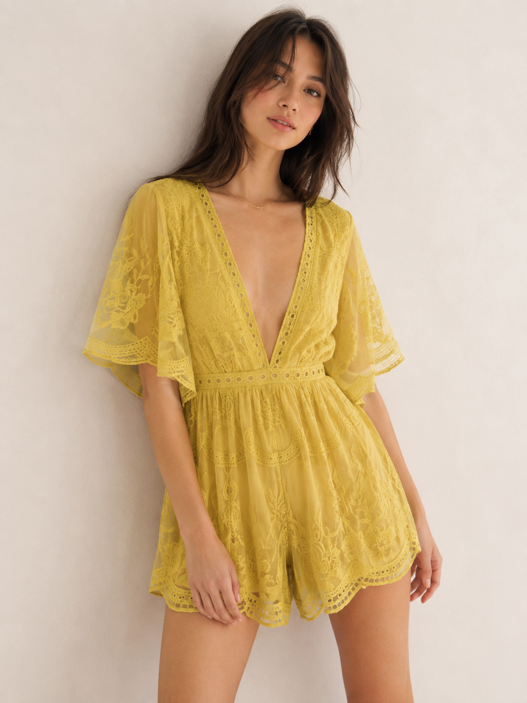 Honey Punch - As You Wish Embroidered Lace Romper (Women) - More Colors