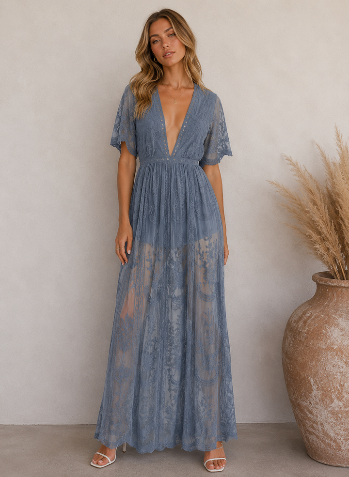 Honey Punch - As You Wish Womens Embroidered Lace Maxi Dress in More Colors