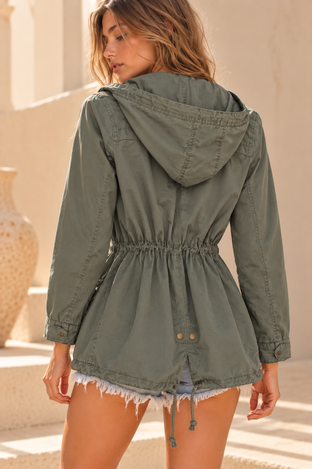 Women's Hooded Utility Parka Jacket with Drawstring Waist - product image 2 | ShopHearts