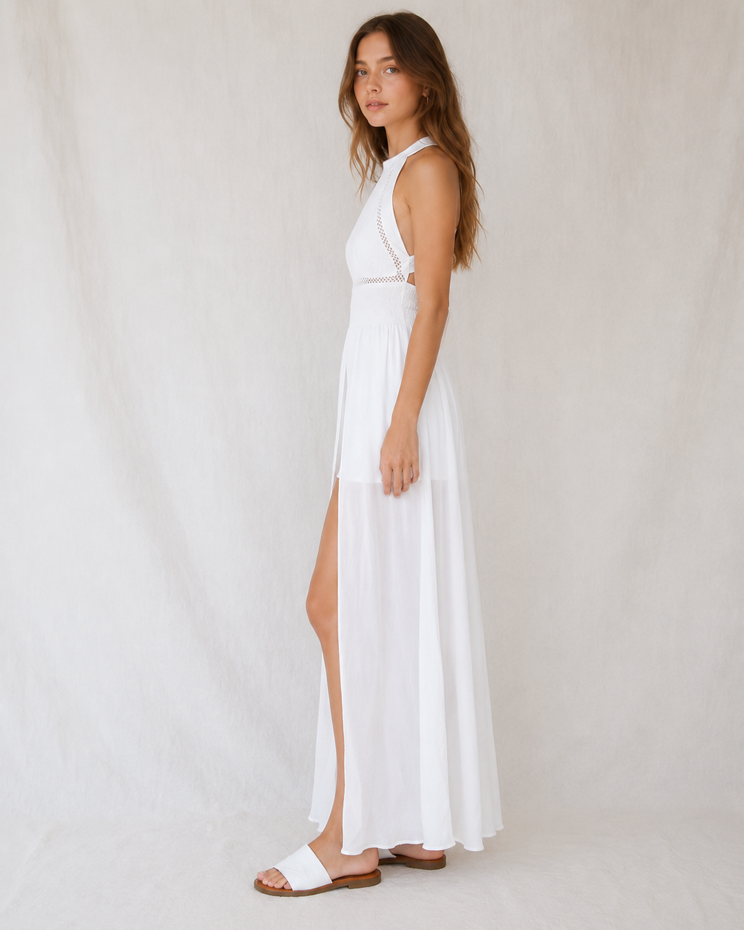 Ivory Grace Halter Maxi Romper In More Colors