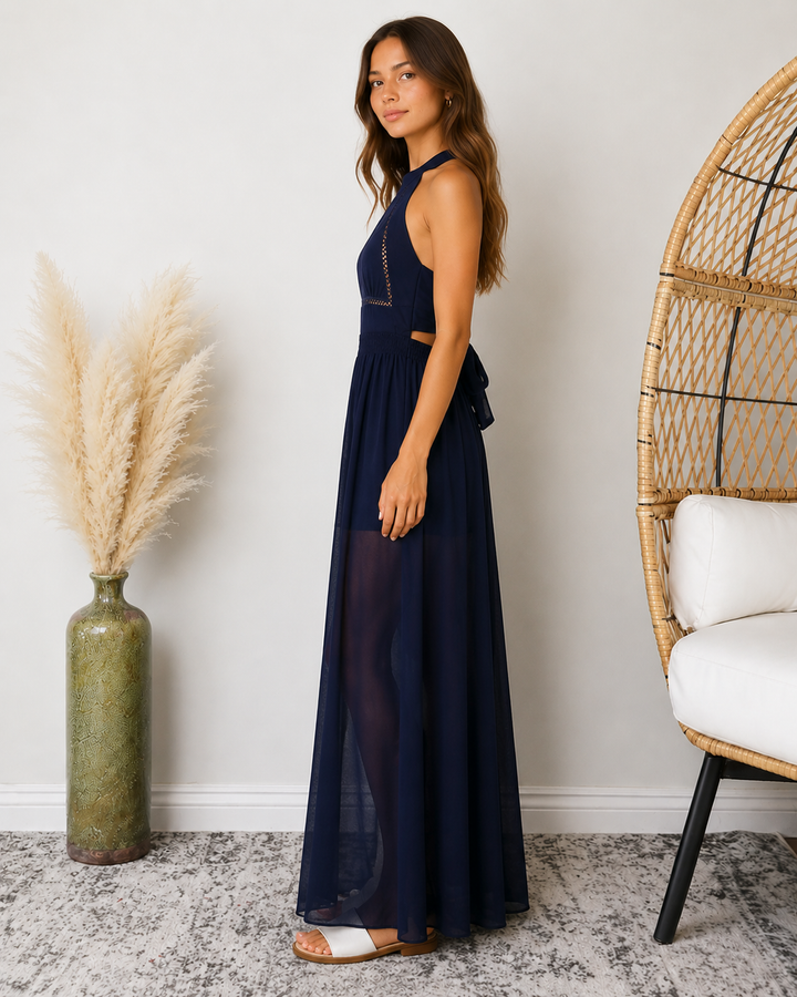 Ivory Grace Halter Maxi Romper In More Colors