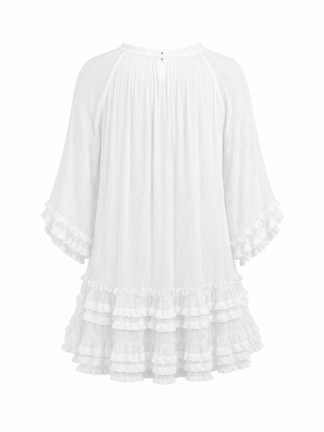 Ivory Romance Crochet Ruffle Mini Dress