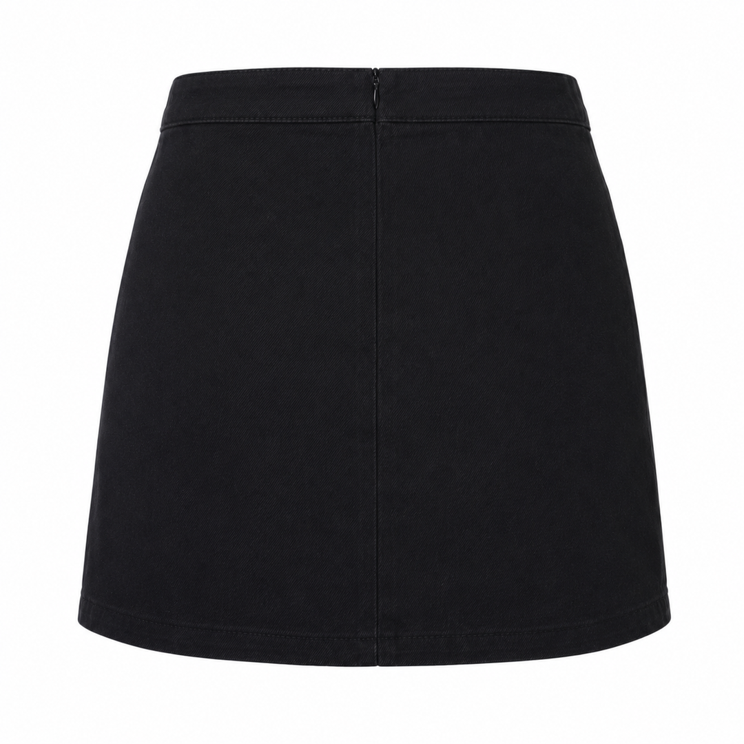 Kendall Denim Lace Up Skirt in Black