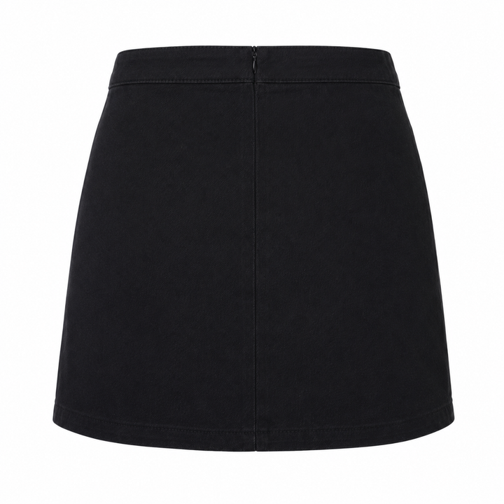 Kendall Denim Lace Up Skirt in Black