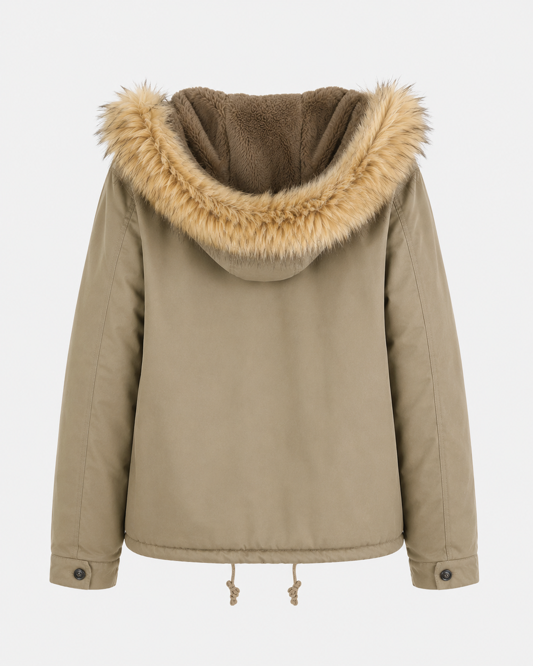 Final Sale - L.A. Weather Fuzzy Lined Hooded Jacket in Olive
