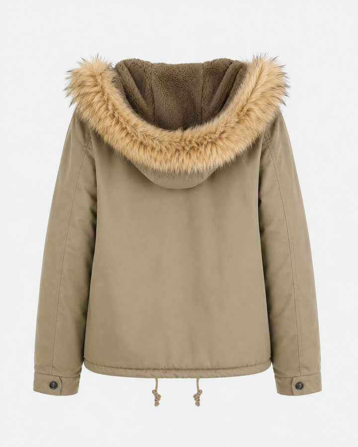 Final Sale - L.A. Weather Fuzzy Lined Hooded Jacket in Olive