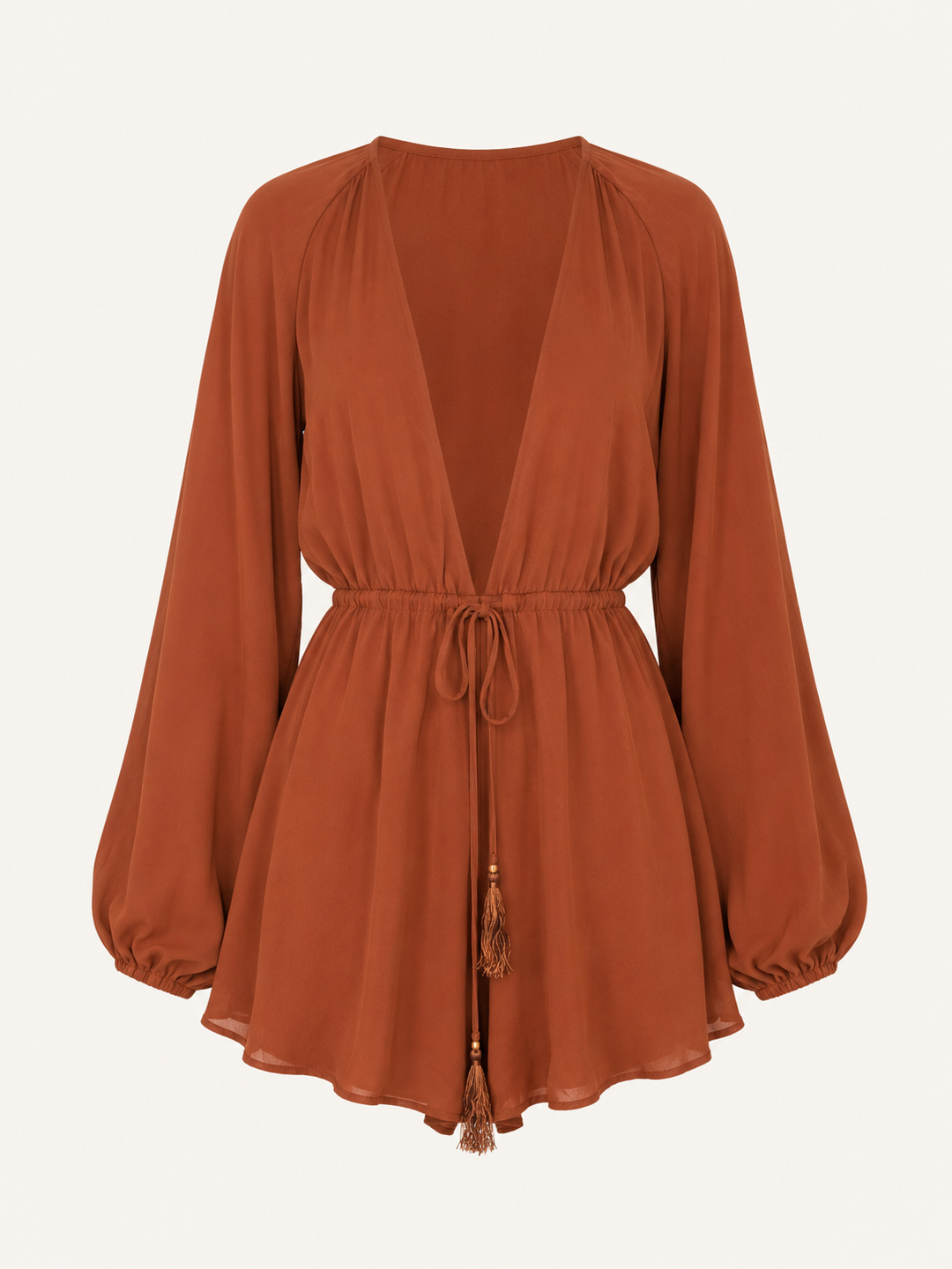 LIONESS - Lusty Games Deep Plunge Romper in Rust