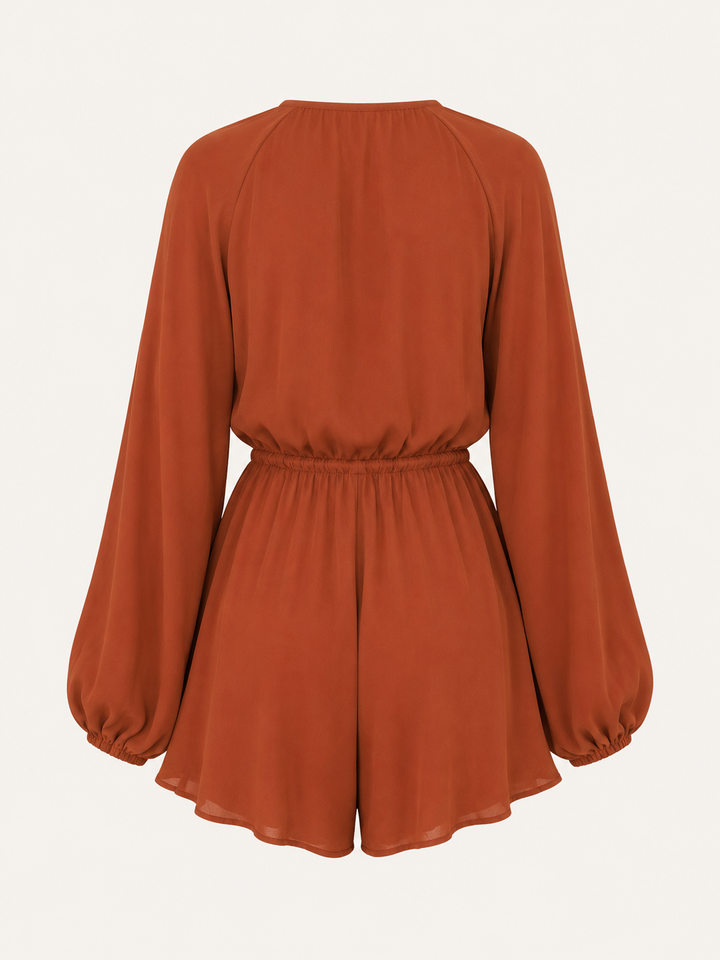 LIONESS - Lusty Games Deep Plunge Romper in Rust