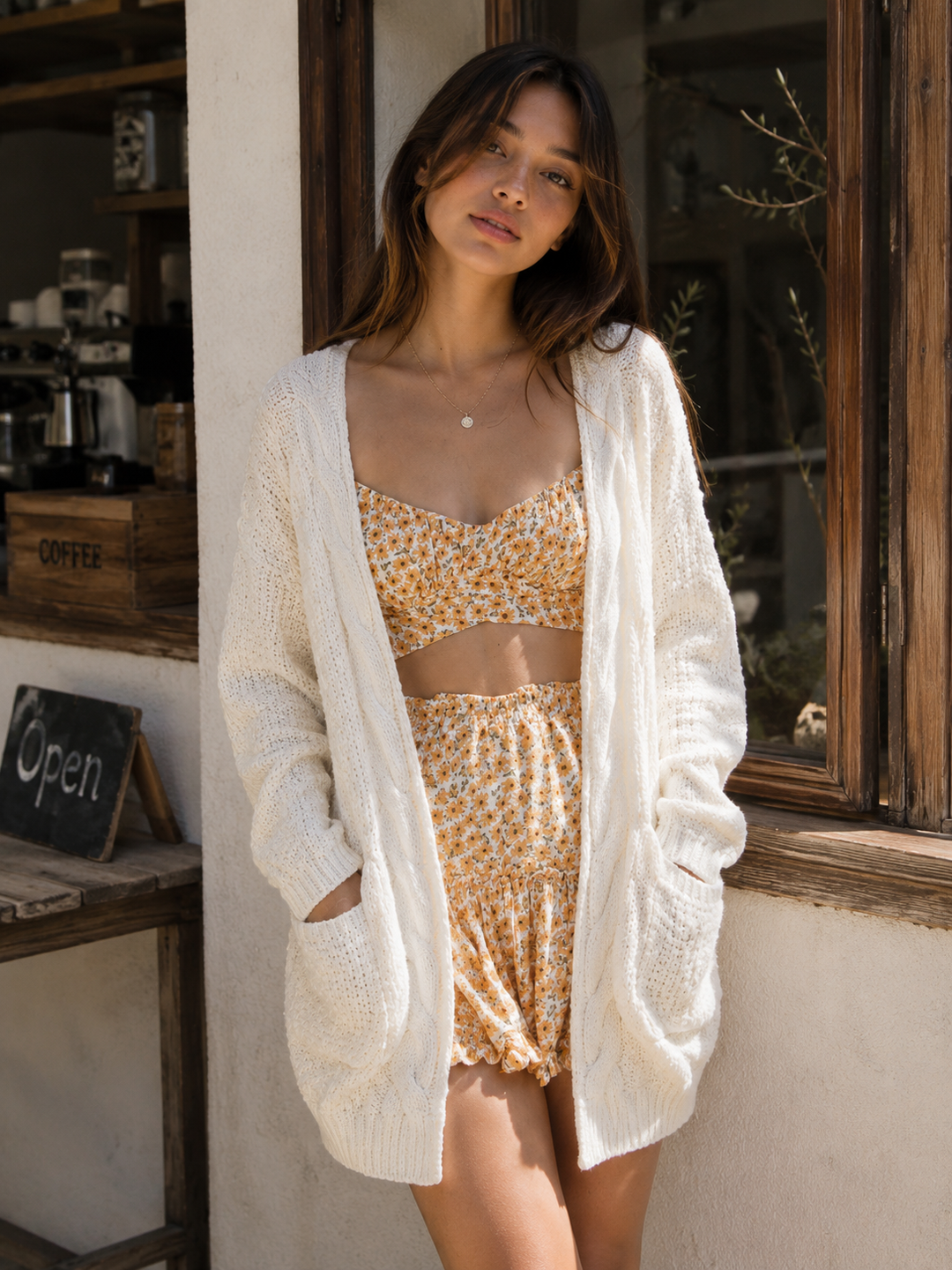Late at Night Open Front Cable Knit Cardigan Sweater - More Colors