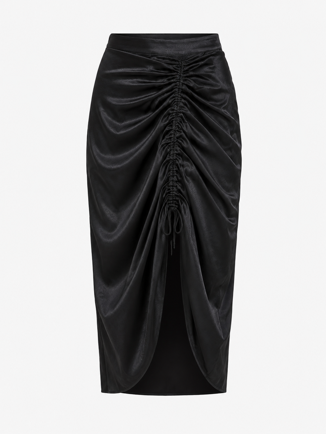 MINKPINK - Last Song Drawstring Satin Midi Skirt in Black