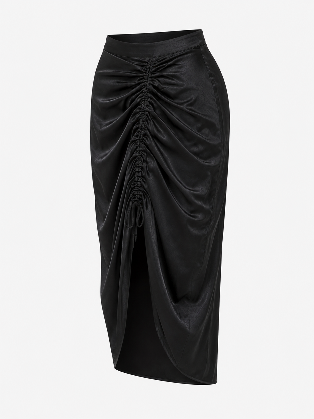 MINKPINK - Last Song Drawstring Satin Midi Skirt in Black