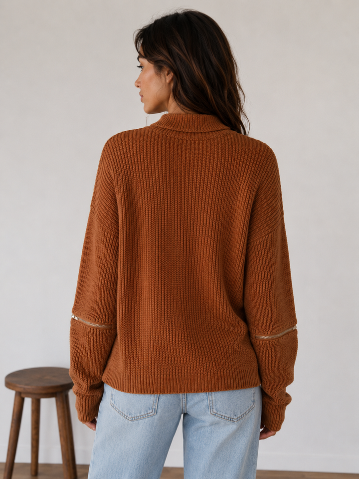 Material Girl Choker Sweater in Camel