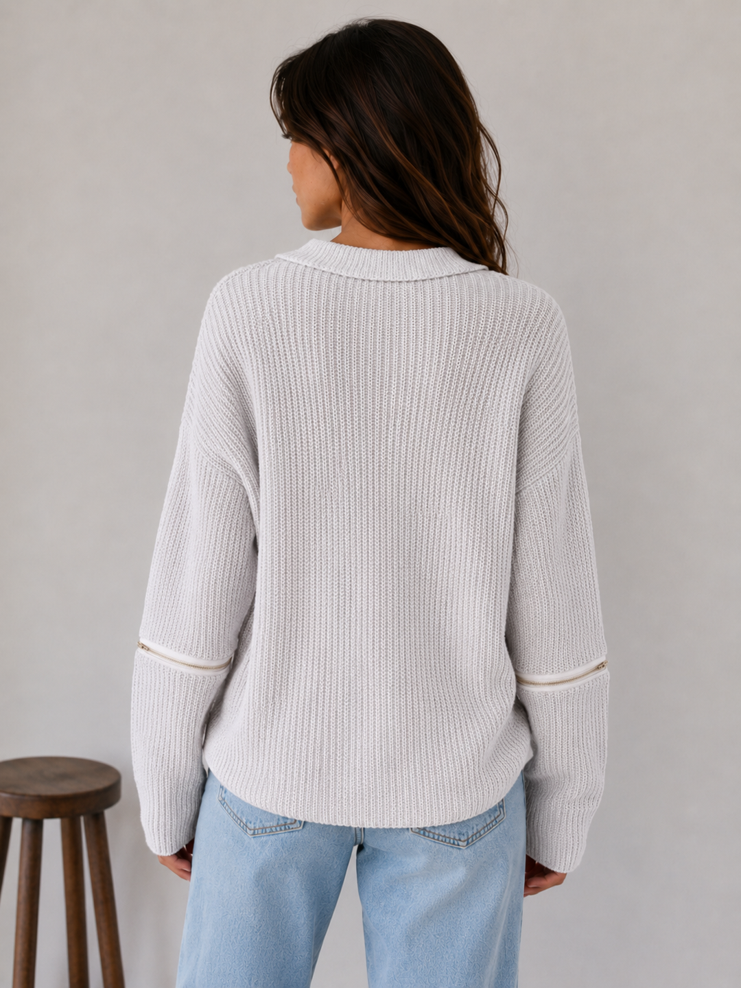 Final Sale - Material Girl Choker Sweater in Grey