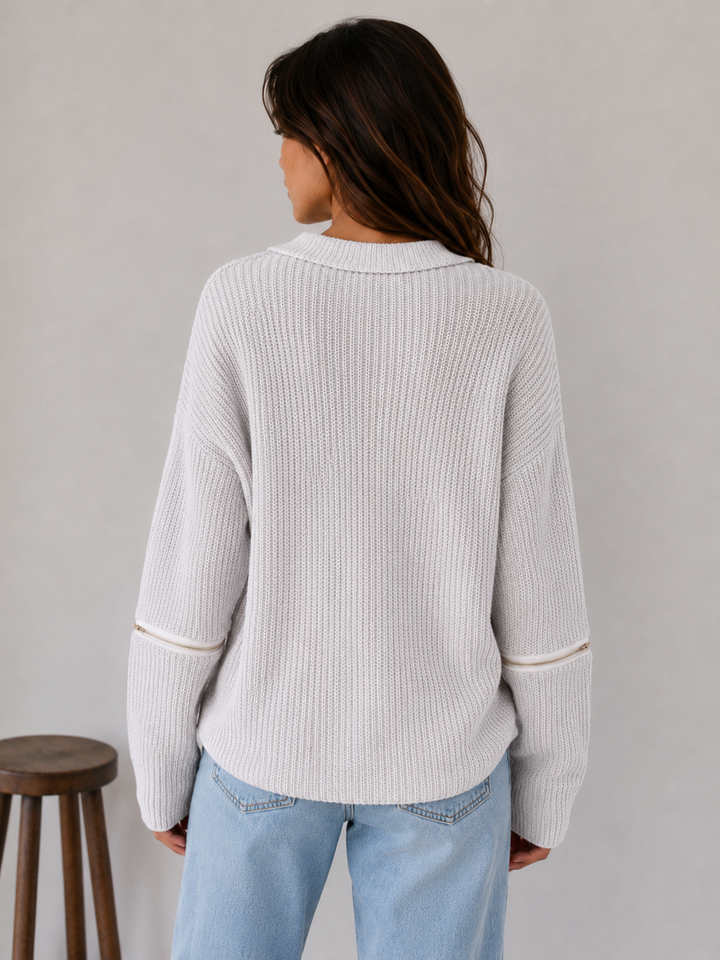 Final Sale - Material Girl Choker Sweater in Grey