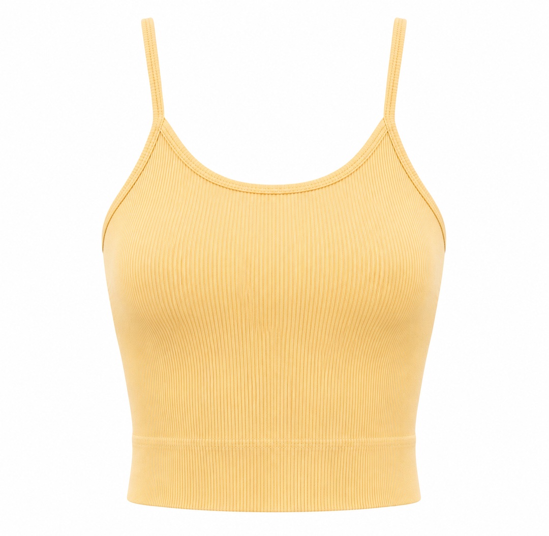 NIKIBIKI Highneck Halter Crop Top in Light Yellow