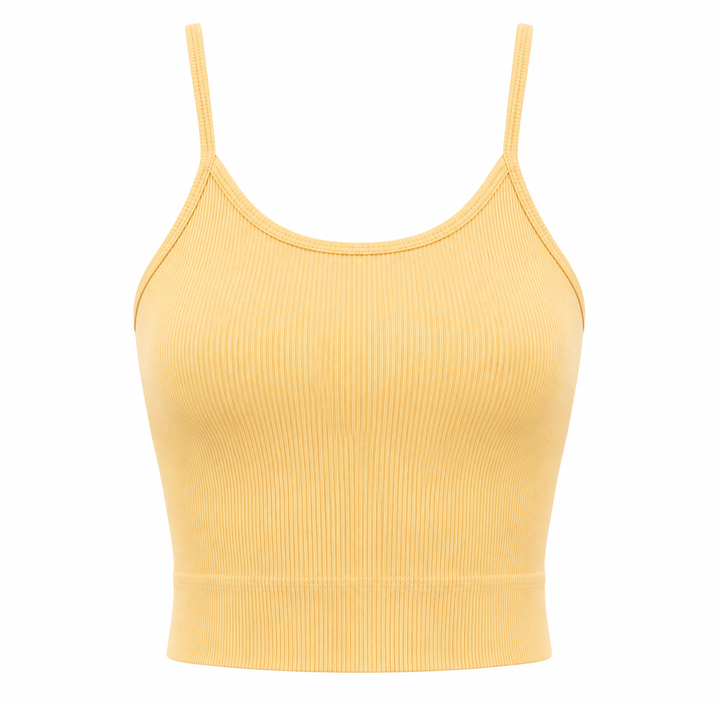 NIKIBIKI Highneck Halter Crop Top in Light Yellow