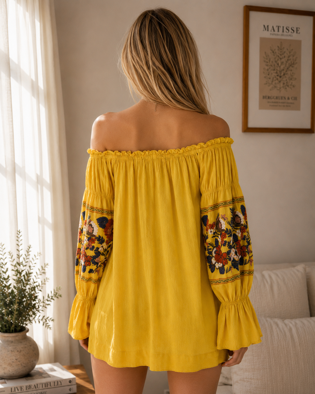 Off Shoulder Embroidered Mini Dress in More Colors