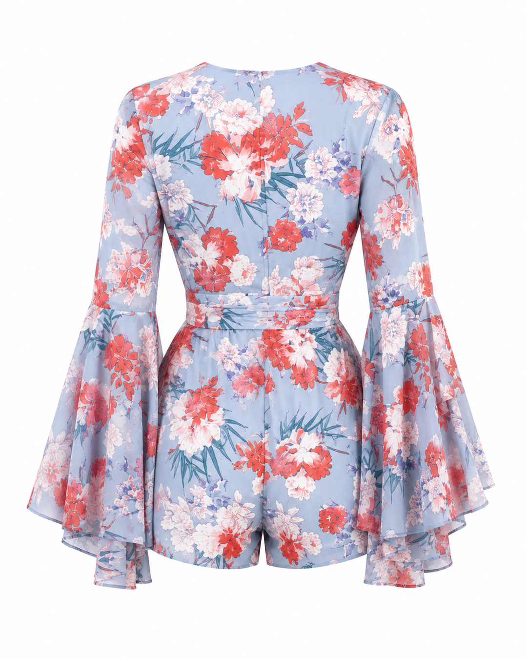 On The Double Floral Romper in Blue